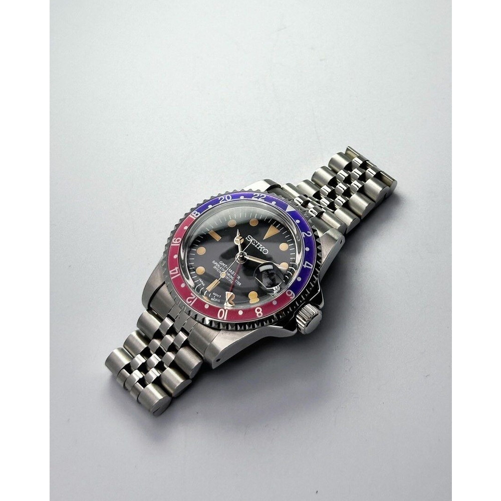 Custom Seiko Mod Vintage Pepsi GMT 39.5mm E S Watches